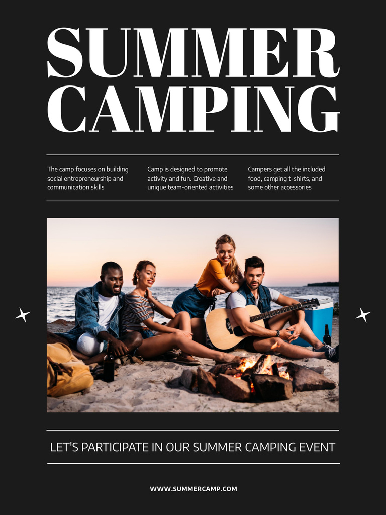 Best Summer Camp Offer For Friends Relaxing Together Poster US Šablona návrhu