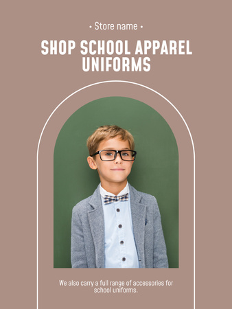 Designvorlage Verkaufsangebot für Schulkleidung und -uniformen mit Jungen für Poster US