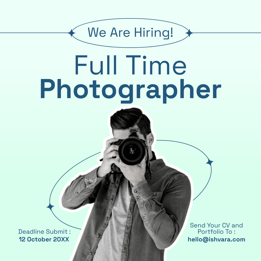 Ontwerpsjabloon van Instagram van Full-time Photographer Job Vacancy Announcement