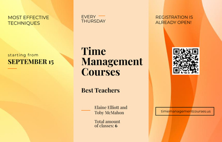 Time Management Courses With Blurred Orange Pattern Invitation 4.6x7.2in Horizontal – шаблон для дизайна