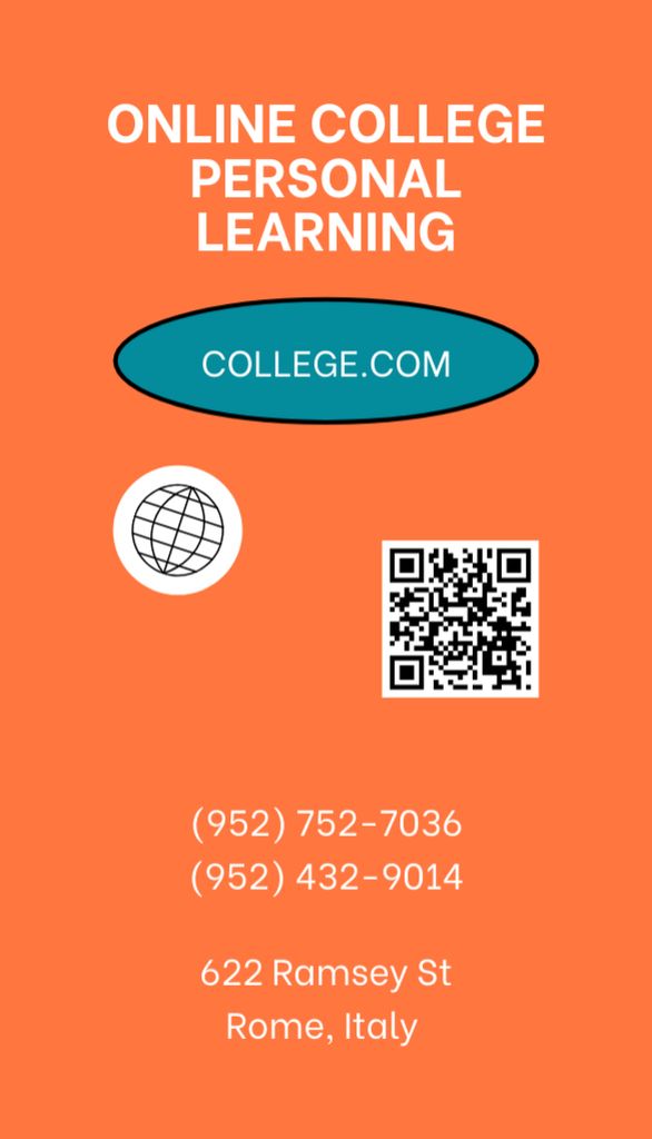 Online College Advertising Business Card US Vertical Design Template