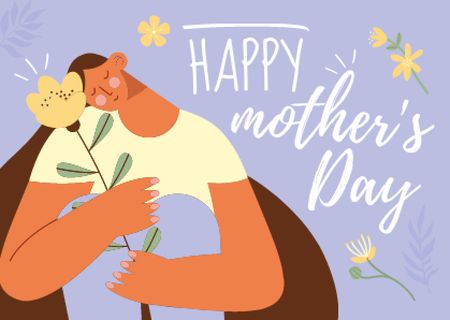 Mother's Day Holiday Greeting Postcard Design Template