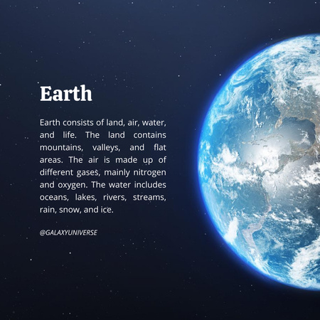Designvorlage Die Erde ist ein schöner Planet im Sonnensystem für Instagram