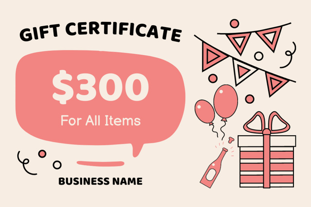 Gift Voucher for All Products for Birthday Gift Certificate Design Template