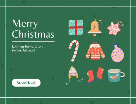 Template di design Saluto natalizio rinvigorito con articoli per le feste Postcard 4.2x5.5in
