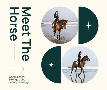 Template di design Sport equestri Presentazione del cavallo di talento Facebook