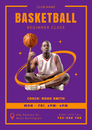 Young Basketball Player Spinning Ball on Finger Flayer Design Template