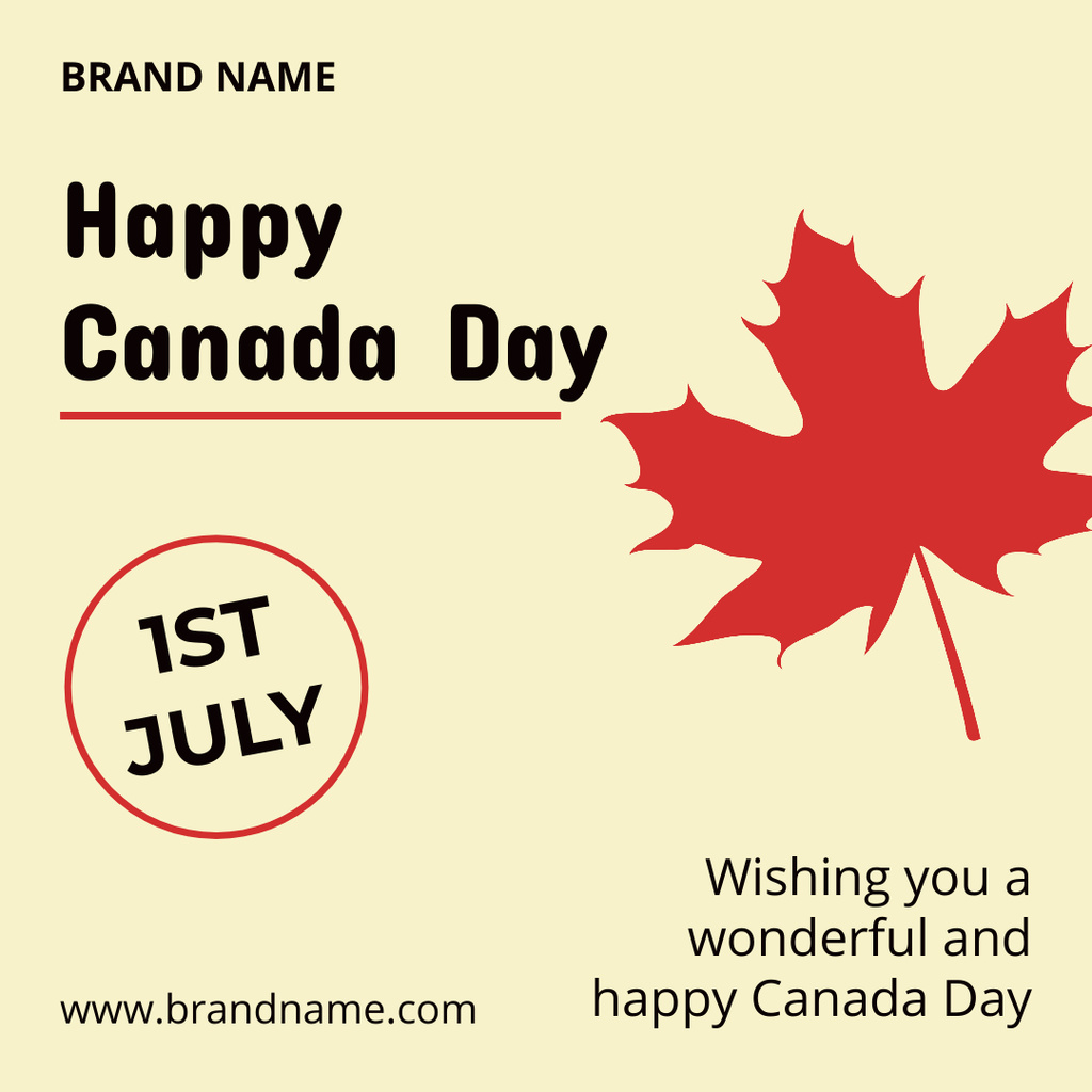 Happy Canada Day Ad with Maple Leaf Instagramデザインテンプレート
