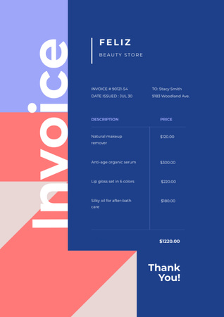 serviços de loja de beleza em geometric abstraction Invoice Modelo de Design