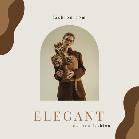 Elegant Suit Offer for Women in Brown Instagram Design Template