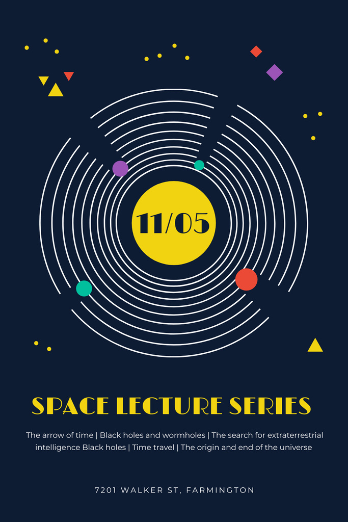 Event Announcement with Space Objects System Pinterest Πρότυπο σχεδίασης
