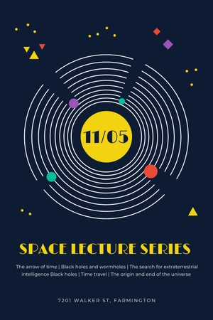 Event Announcement with Space Objects System Pinterest Design Template