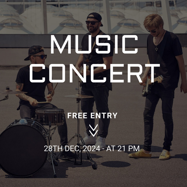 Rhythmic Music Concert Announcement With Free Entry Instagram tervezősablon