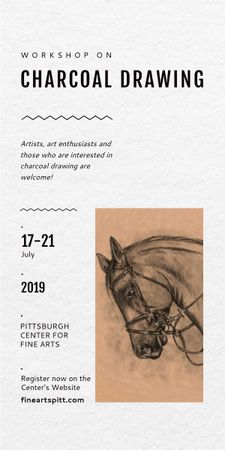 Ontwerpsjabloon van Graphic van Drawing Workshop Announcement Horse Image