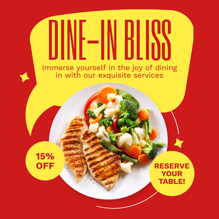 Discount Offer with Tasty Dish and Salad on Plate Instagram AD Design Template