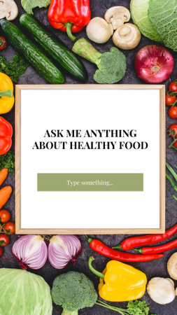 Ontwerpsjabloon van Instagram Story van vraag me iets over gezond voedsel
