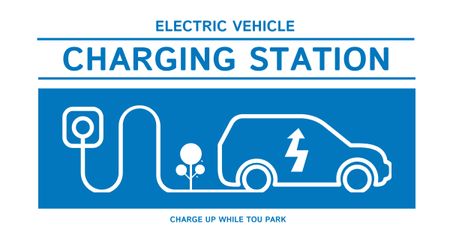elektrikli araçlar için şarj istasyonu Facebook AD Tasarım Şablonu