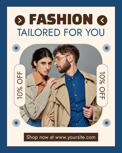 Discount on Tailored Fashion Items Instagram Post Vertical Modelo de Design