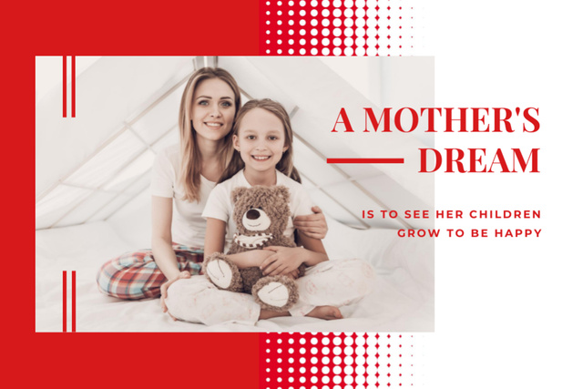 Happy Mother And Daughter With Phrase About Dreams Postcard 4x6in Design Template