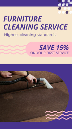 Furniture Cleaning Service With Discount And Standards Instagram Video Story Πρότυπο σχεδίασης