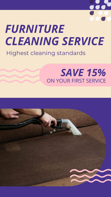 Ontwerpsjabloon van Instagram Video Story van Furniture Cleaning Service With Discount And Standards