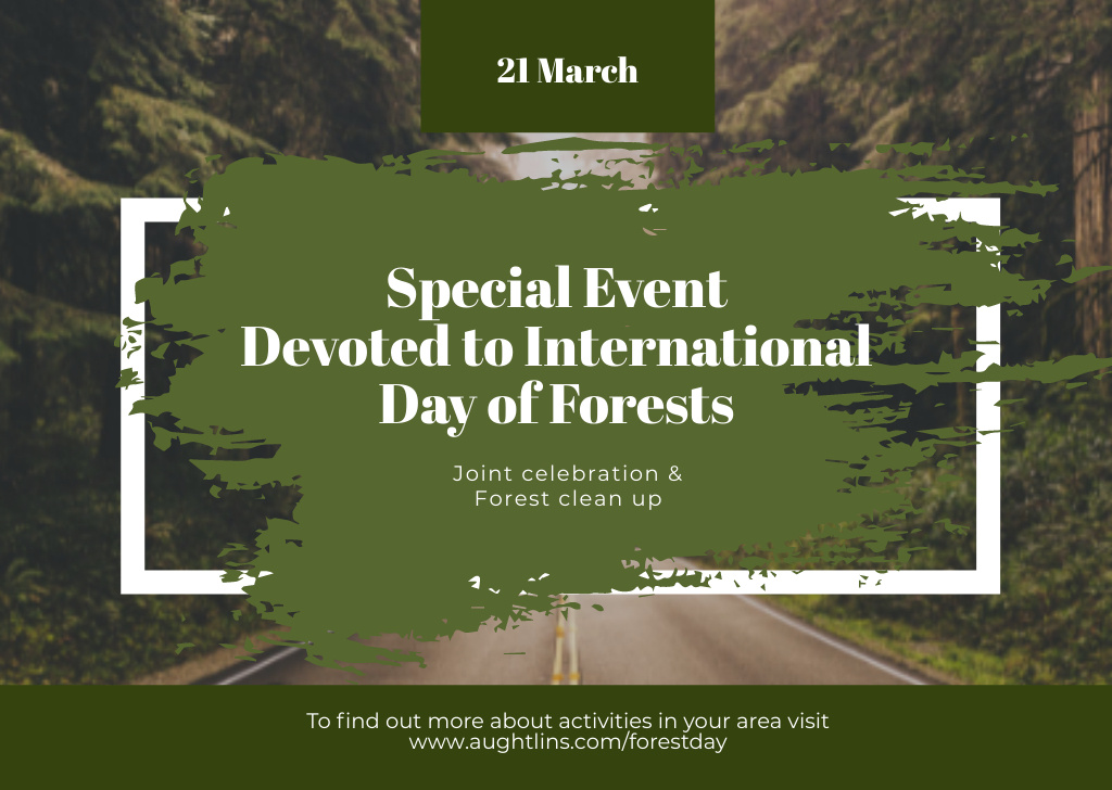 International Day of Forests Special Event Announcement Flyer A6 Horizontal Modelo de Design