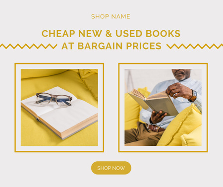 Oferta de venda de livros baratos e novos Facebook Modelo de Design