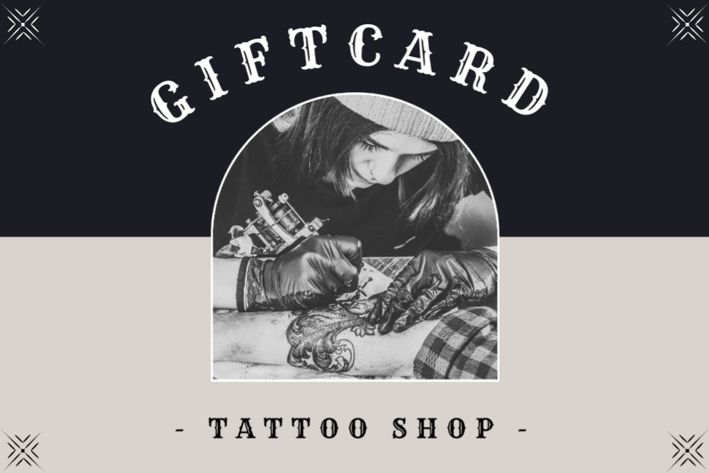 Professional Master Of Tattoo Service Offer Gift Certificate Design Template