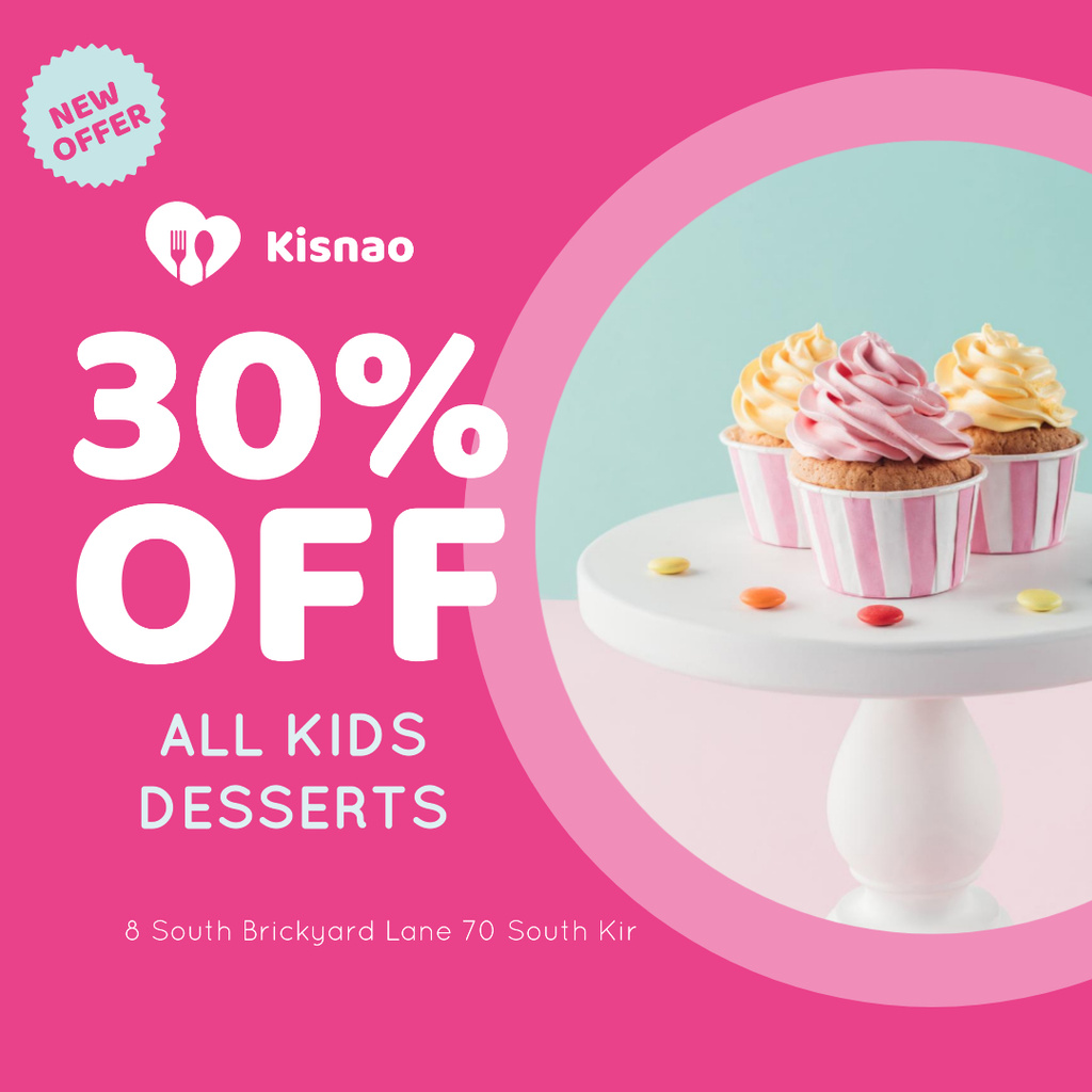 Kids Desserts Offer Sweet Cupcakes Instagram – шаблон для дизайну