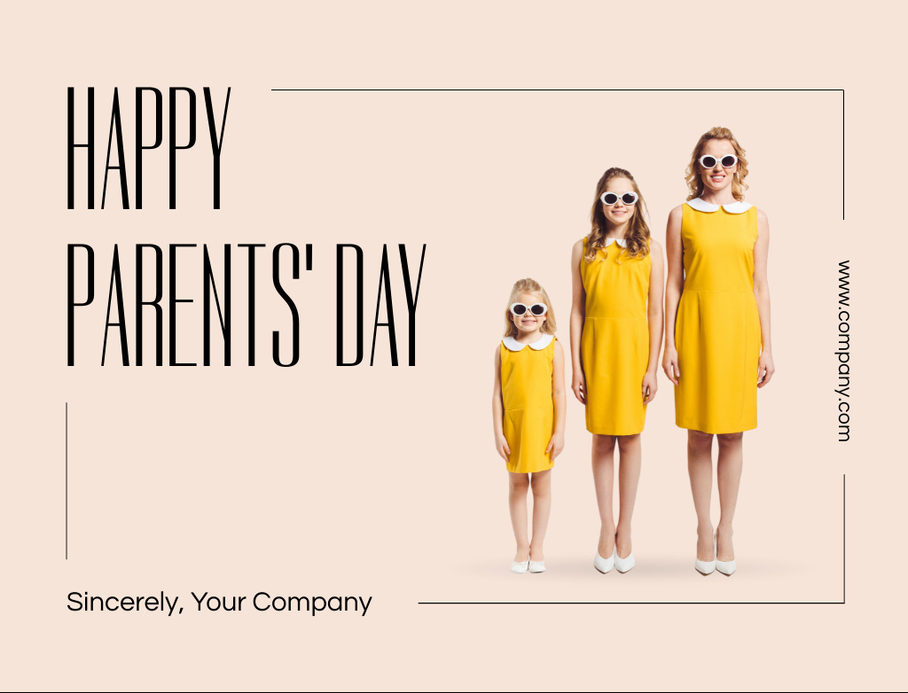 Happy Parents' Day with Stylish Family Postcard 4.2x5.5in – шаблон для дизайна