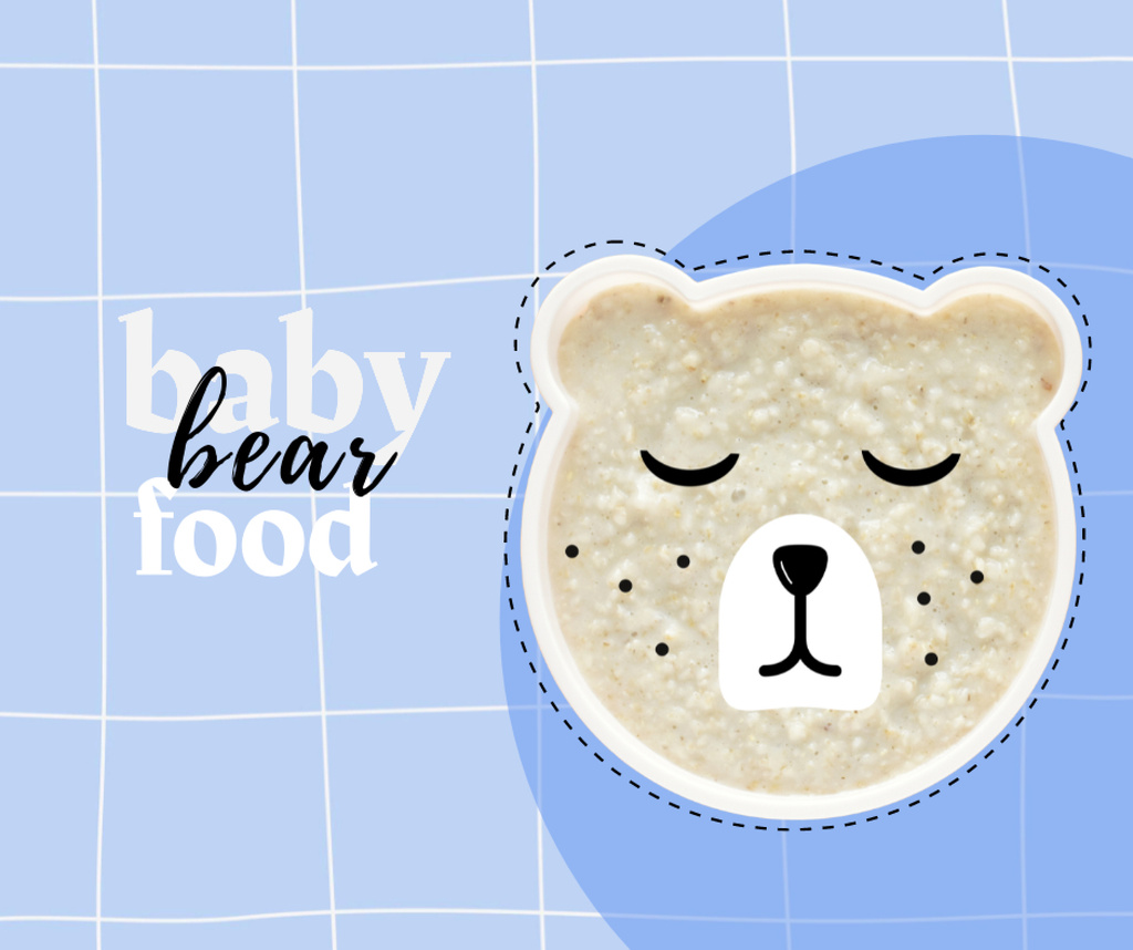 Baby Food Offer with Cute Sleeping Bear Facebook Design Template