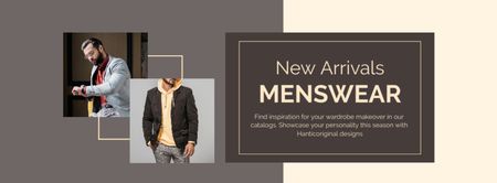 Designvorlage New Arrivals of Male Clothes für Facebook cover
