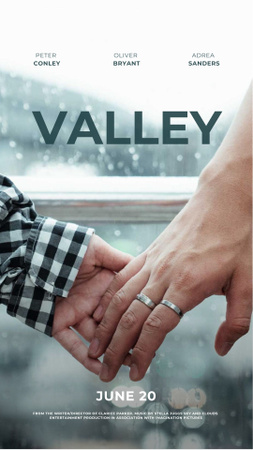 New movie Announcement with Romantic Couple holding Hands Instagram Story Modelo de Design