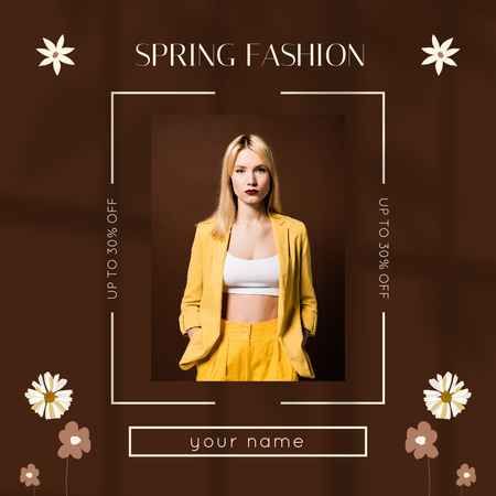 Spring Sale Announcement with Blonde on Brown Instagram AD Design Template