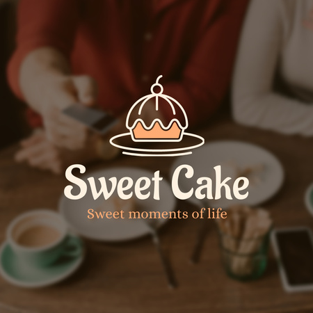 Bakery Ad with Yummy Cakes in Cafe Logo 1080x1080px Modelo de Design
