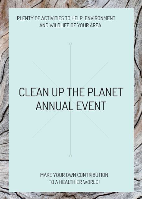 Ecological event announcement on wooden background Invitation Tasarım Şablonu