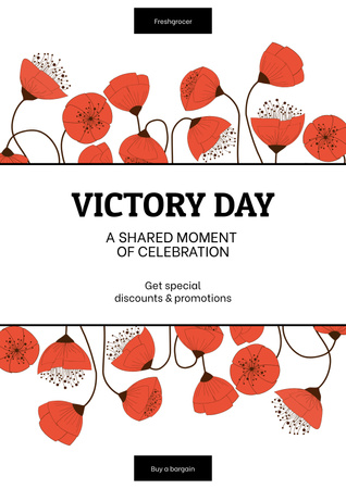 Platilla de diseño Victory Day Celebration Announcement with Poppies Poster