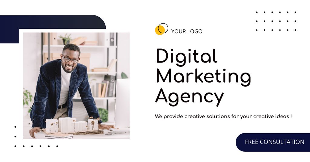 Designvorlage Digital Marketing Agency Services With Free Consultation für Facebook AD