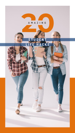 Happy girls holding books Instagram Story Design Template