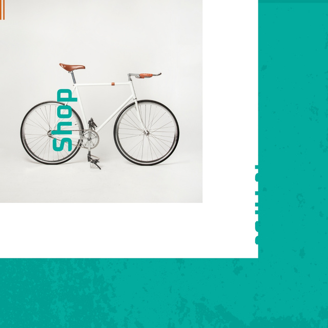 White bicycle by the wall Instagram Design Template