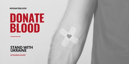 Plantilla de diseño de Motivación de donación de sangre para Ucrania Twitter 