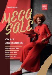 Mega Sale with African American Woman Dressed in Red