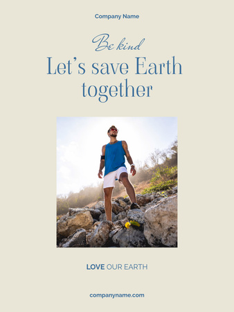 Szablon projektu Świadomość opieki nad planetą z młodym mężczyzną Poster US