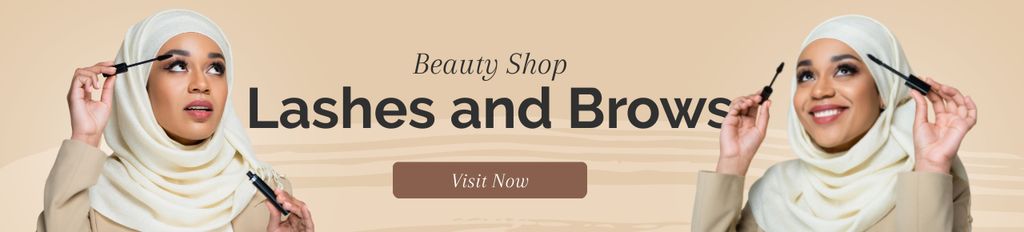 Beauty Shop Ad with Lashes and Brows Services Ebay Store Billboard Design Template