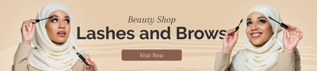 Beauty Shop Ad with Lashes and Brows Services Ebay Store Billboardデザインテンプレート