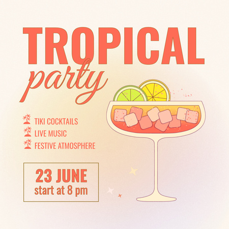 Безкоштовний тропічний напій для вечірки в барі Animated Post – шаблон для дизайну
