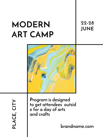Announcement of Modern Art Camp Program Poster US Design Template
