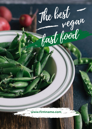 Bezelyeli Vegan Fast Food Promosyonu Postcard 5x7in Vertical Tasarım Şablonu