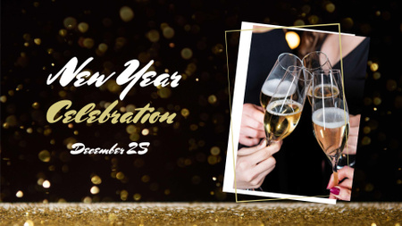 Ontwerpsjabloon van FB event cover van nieuwjaarsviering met champagnehouders