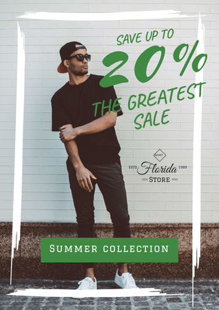 Fashion sale Ad with Stylish Man Poster Design Template